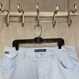 VTG Enyce Pants Men 38X32 Light Blue Linen Baggy Coastal Casual Resort Hip Hop